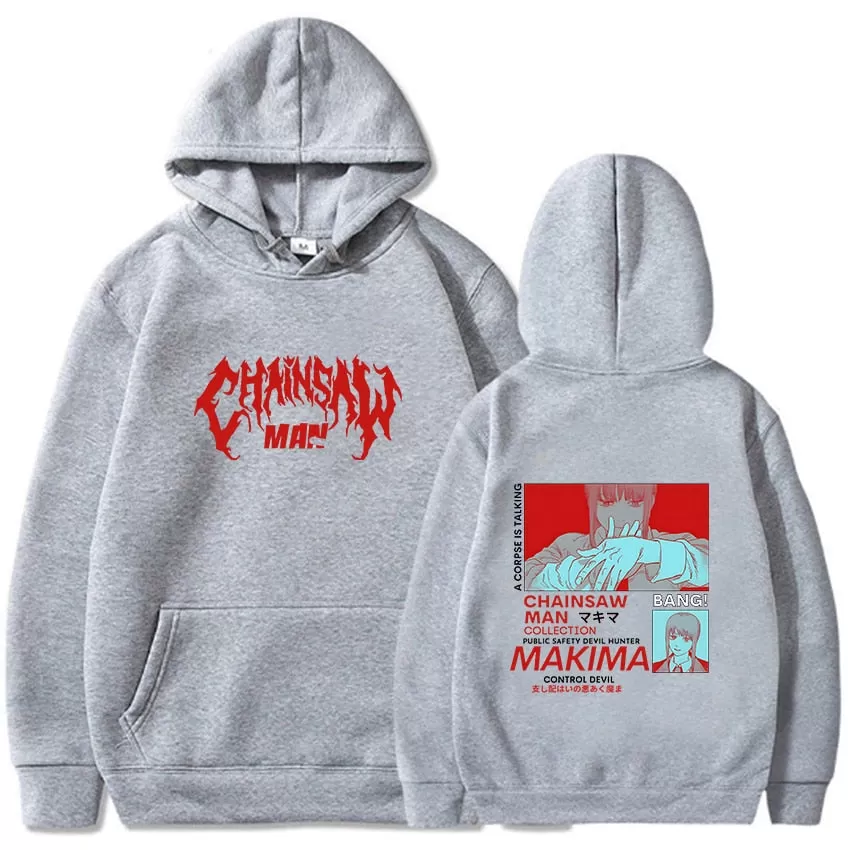 Kawaii Makima Chainsaw Man Hoodies Anime Print Sweatshirts Casual Long Sleeve Hooded Pullovers