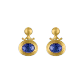 Large Tanzanite Bell Earrings