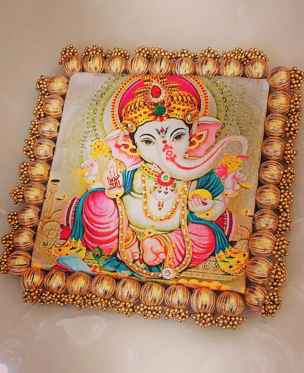 Lovely Ganesha wall stickon /mat of  size 10by10 inches -BRIJ001GM