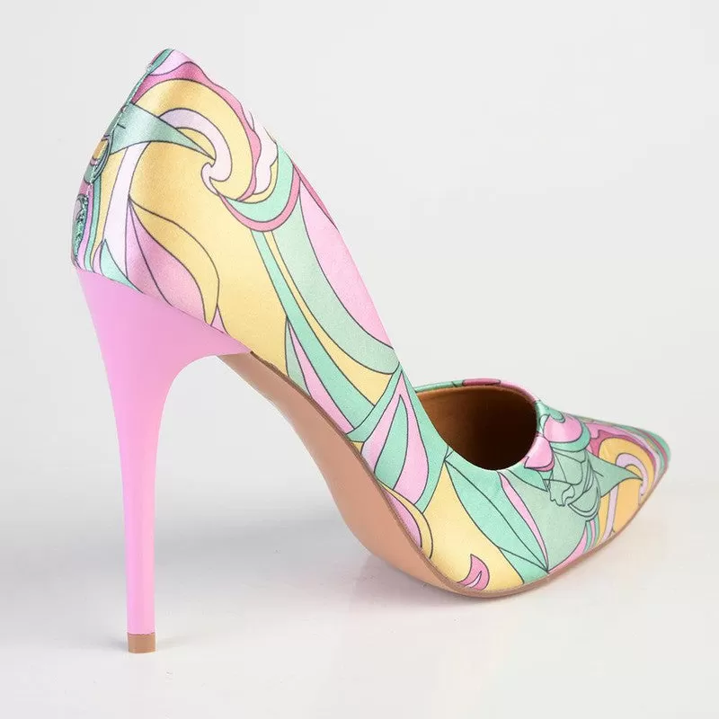 Madison Daisy Printed Stiletto - Light Pink Multi