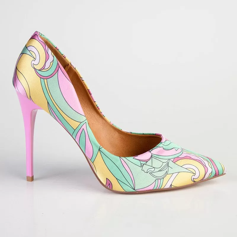 Madison Daisy Printed Stiletto - Light Pink Multi