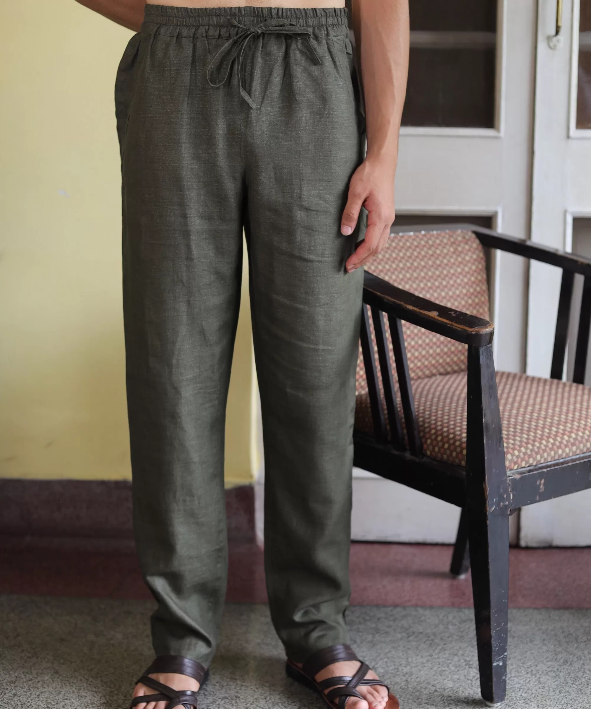 Majestic Moss Linen Kurta Pyjama Set