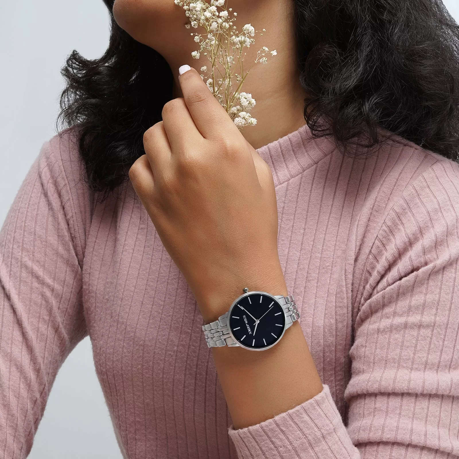 Mini Nebula Black Dial Silver Watch