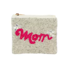 MOM Message Seed Beaded Mini Pouch Bag