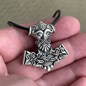 Ornate Thor's Hammer - Sterling Silver