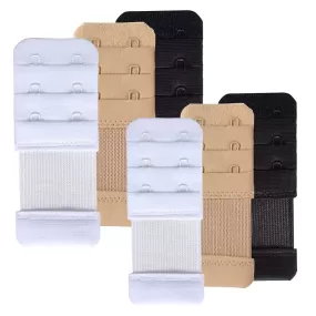 Pack of 6 Black/Beige/White Bra Hook Extenders