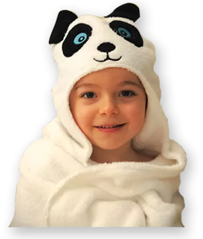 Panda Hooded Cotton Turkish Towel Little Kid