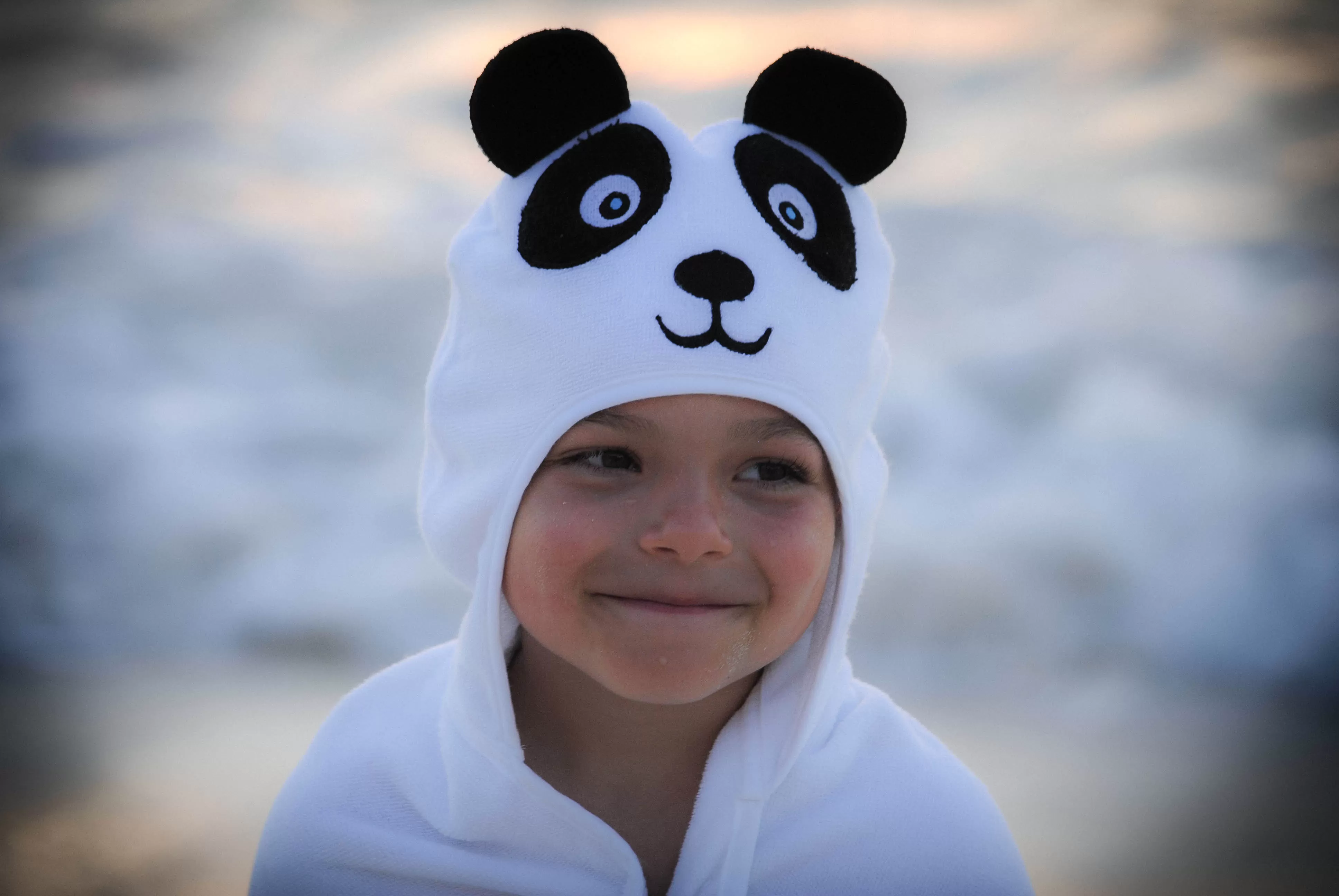 Panda Hooded Cotton Turkish Towel Little Kid