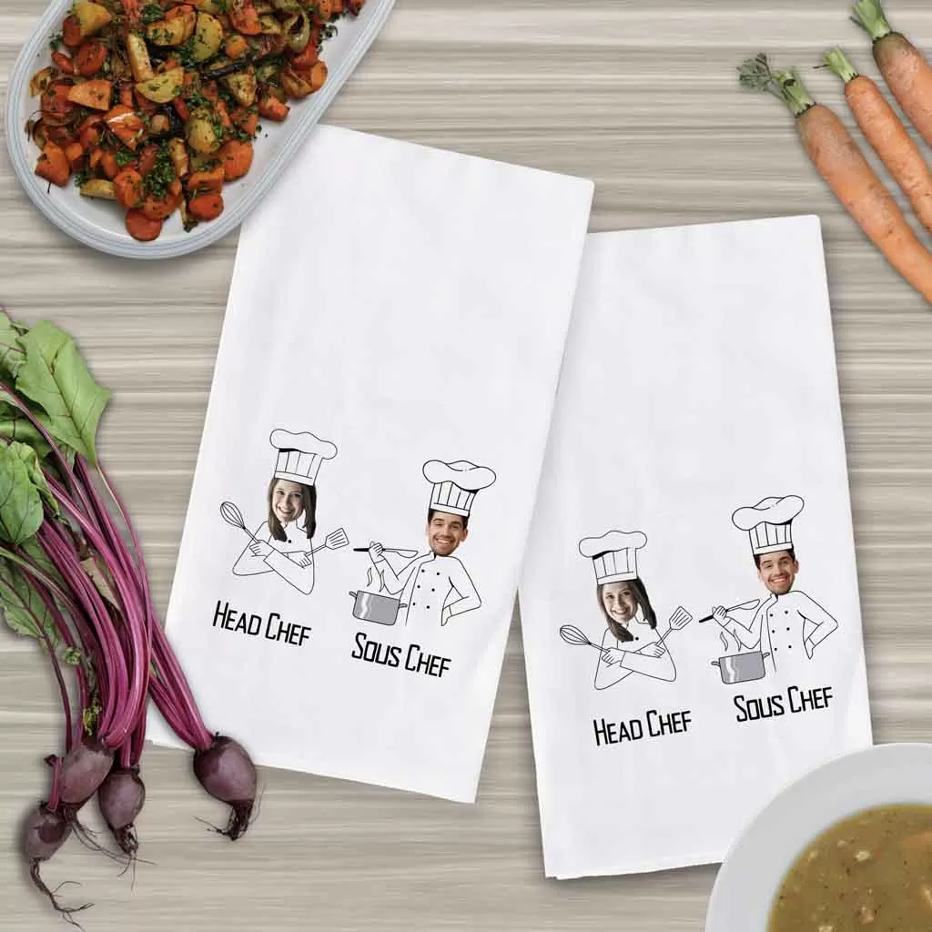 Personalized Kitchen Towels for the Cooking Couple -2 Pc Set