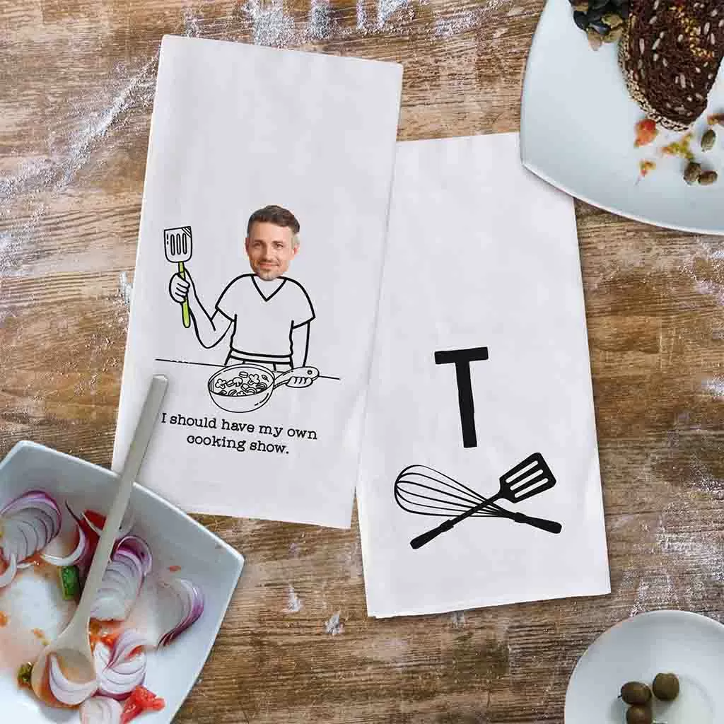 Personalized Set of 2 Kitchen Towels for the Gourmet Cook