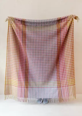 Recycled Wool Throw, Colorful Gingham Check