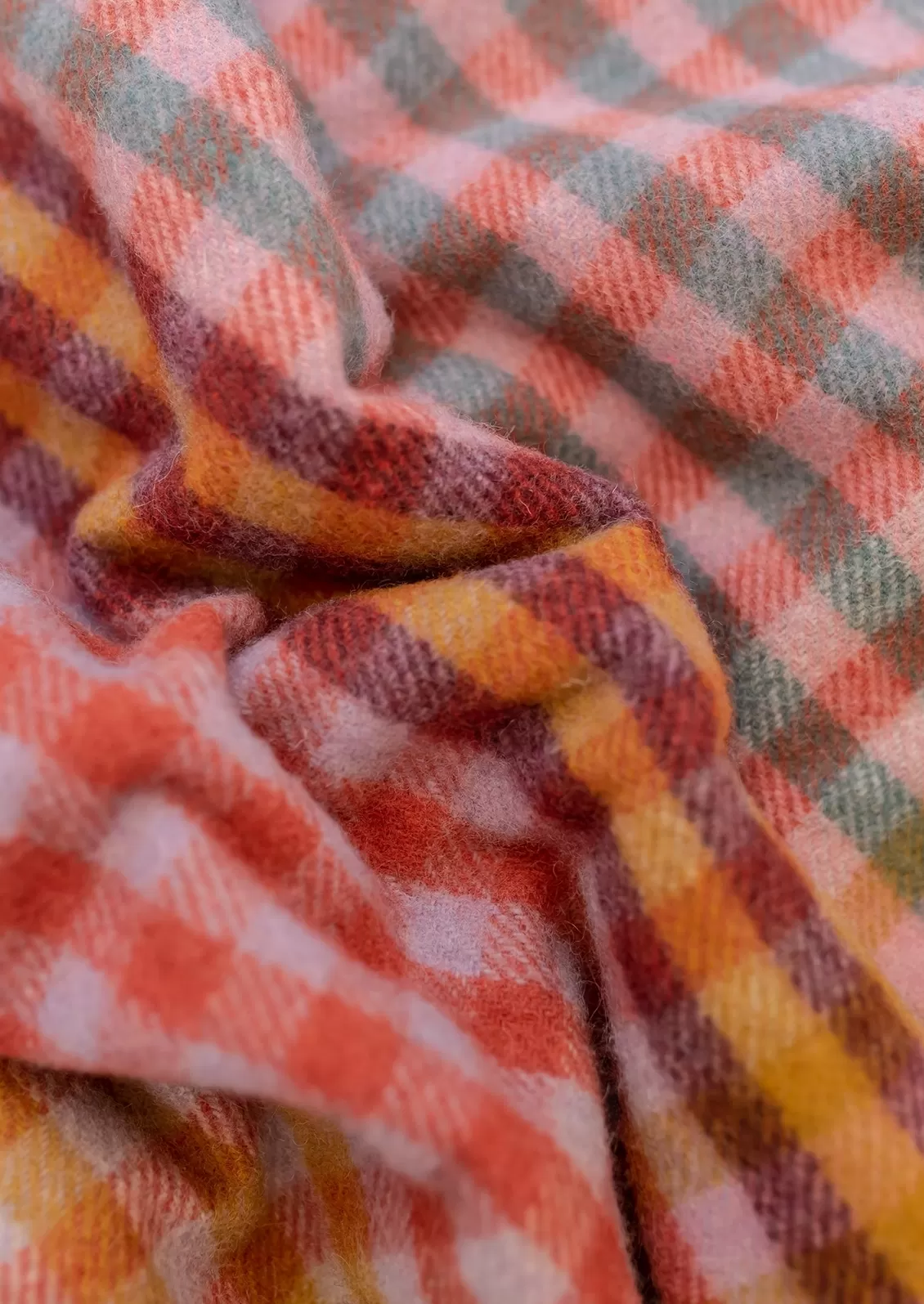 Recycled Wool Throw, Colorful Gingham Check