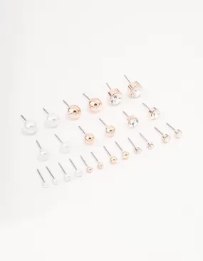 Rose Gold Basic Stud Earring 12-Pack