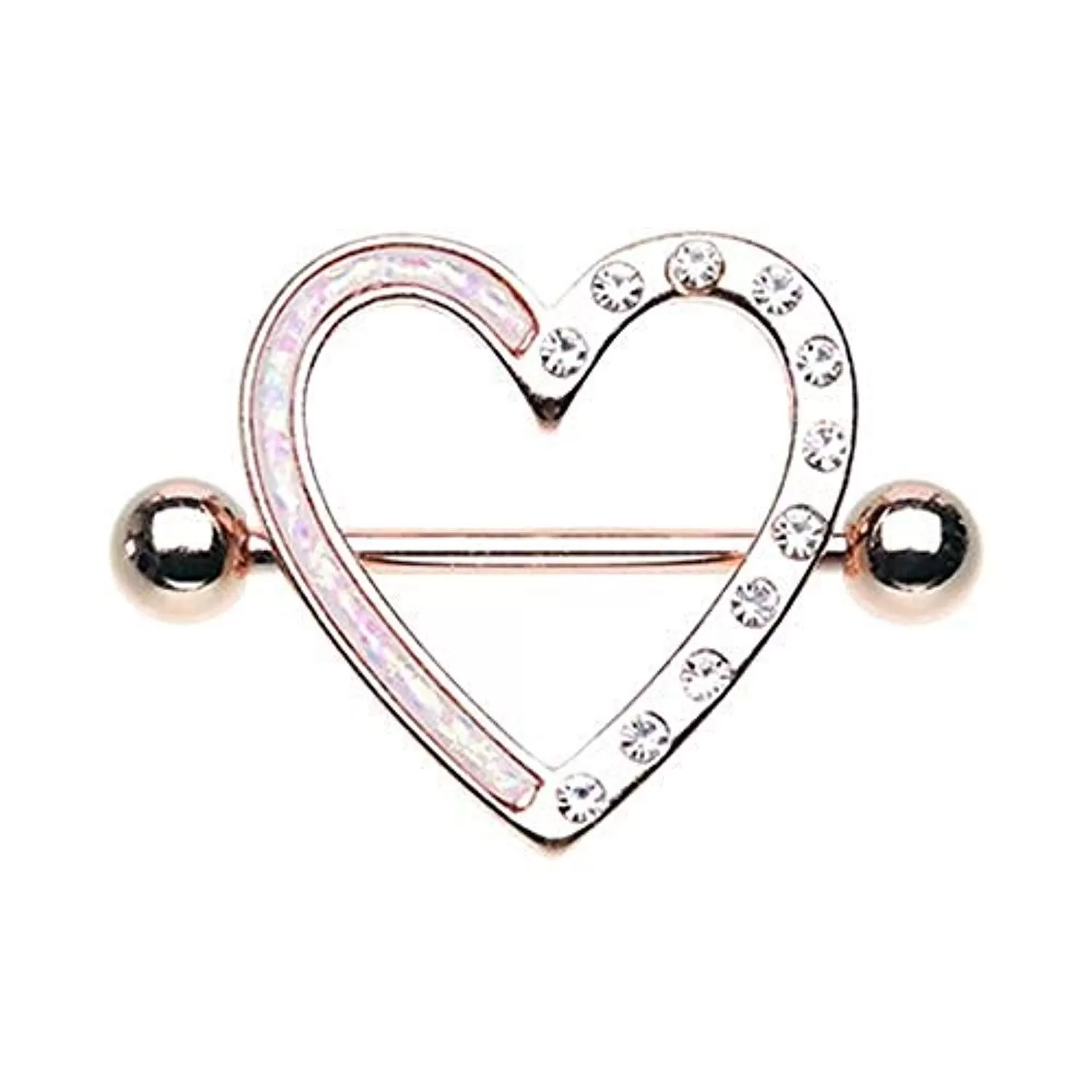 Rose Gold Opal Heart WildKlass Nipple Shield Ring