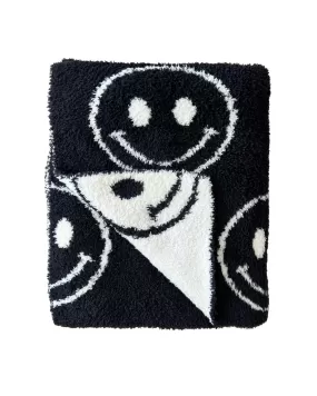 Smiley Fuzzy Blanket | Black