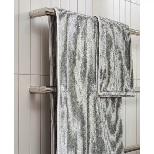 Stripe Cotton Bath Mat - Olive/White