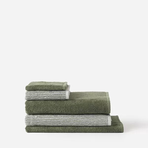 Stripe Cotton Bath Mat - Olive/White