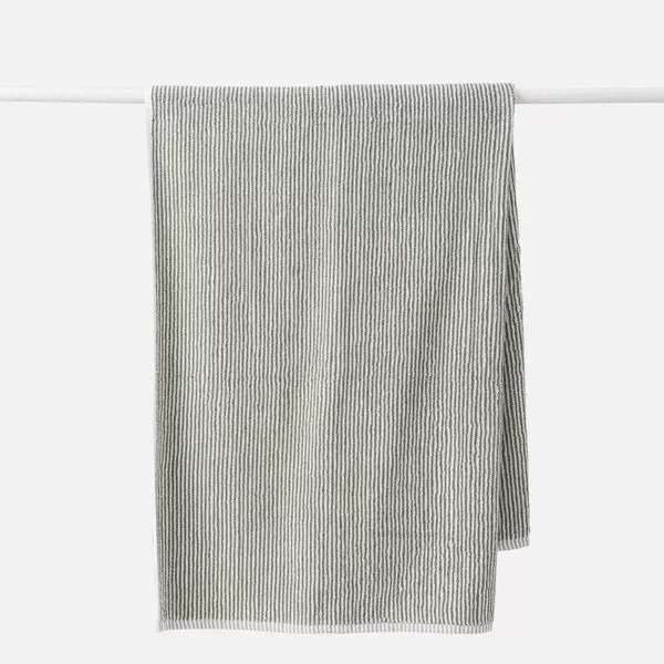 Stripe Cotton Bath Mat - Olive/White