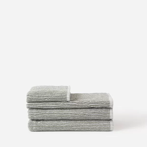 Stripe Cotton Bath Mat - Olive/White