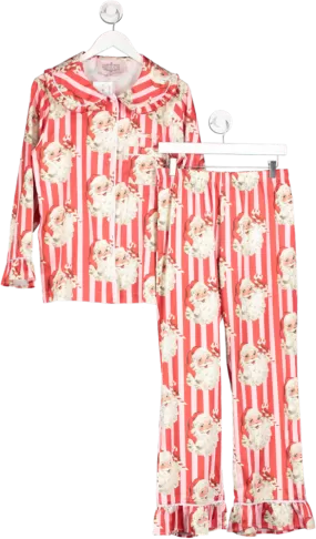 The Sleepover Club Red Santa Stripe Luxe Satin Frill Trouser And Shirt Set UK S