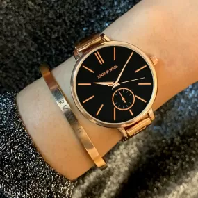 Time Travel Rosegold Watch Bracelet Stack