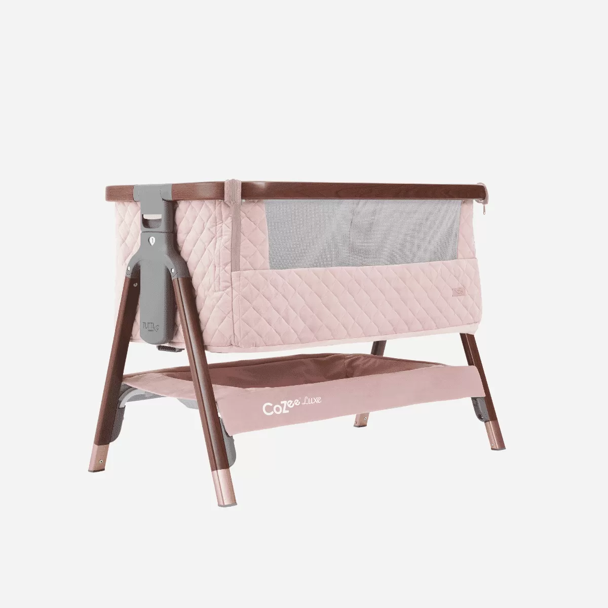 Tutti Bambini CoZee Luxe Bedside Crib - Walnut / Blush