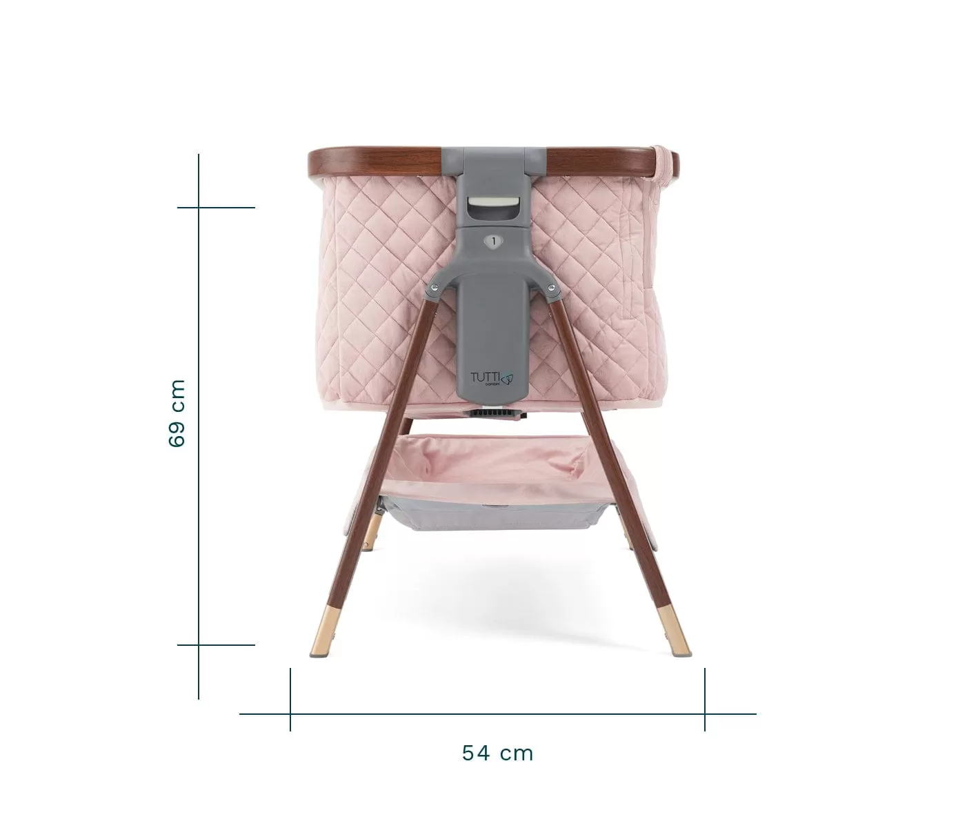 Tutti Bambini CoZee Luxe Bedside Crib - Walnut / Blush