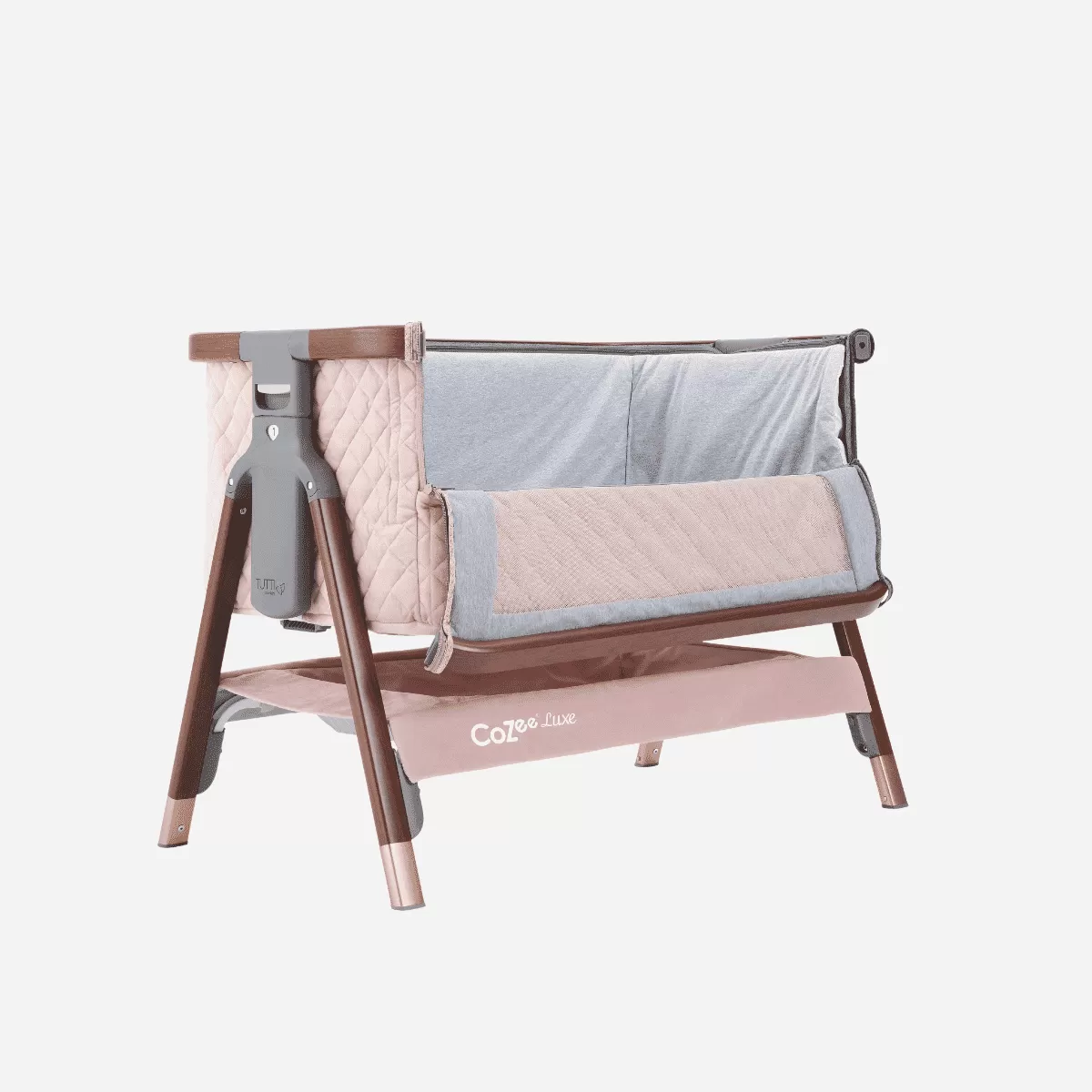 Tutti Bambini CoZee Luxe Bedside Crib - Walnut / Blush