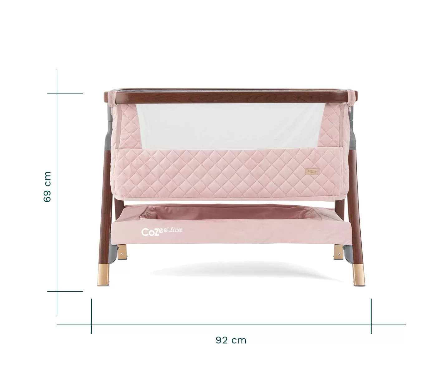 Tutti Bambini CoZee Luxe Bedside Crib - Walnut / Blush