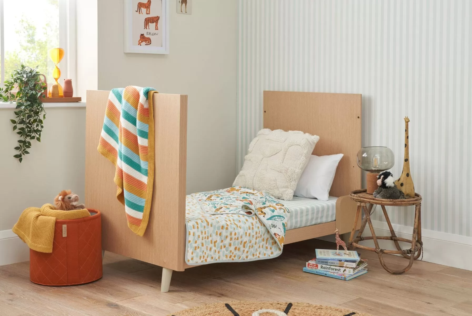 Tutti Bambini Fika Mini Cot Bed - Light Oak/White Sand