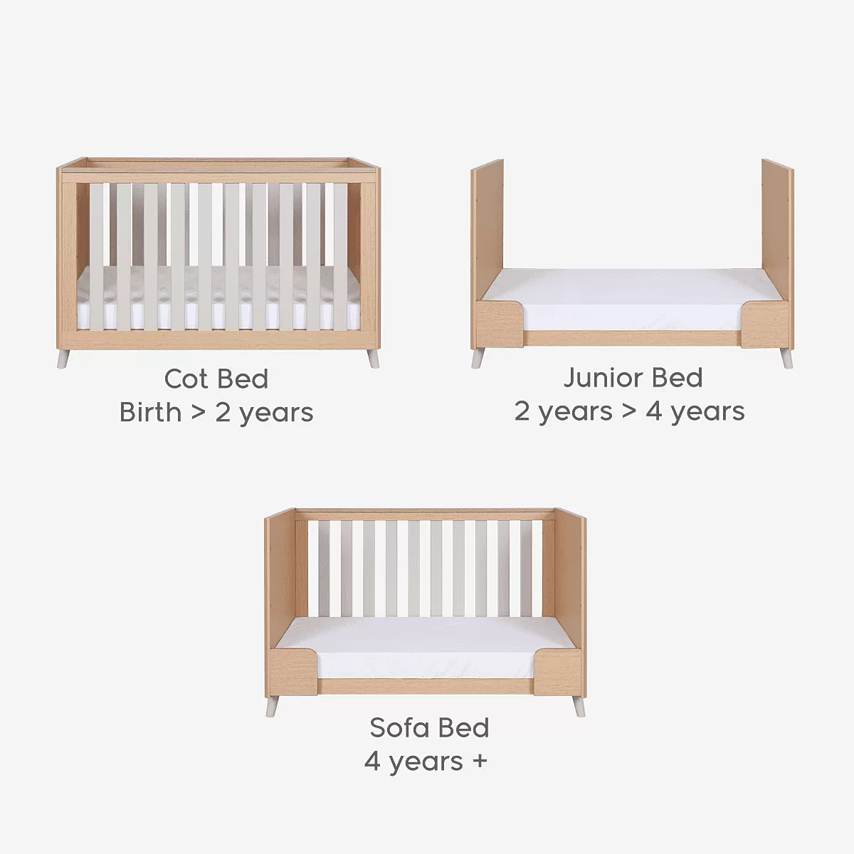 Tutti Bambini Fika Mini Cot Bed - Light Oak/White Sand