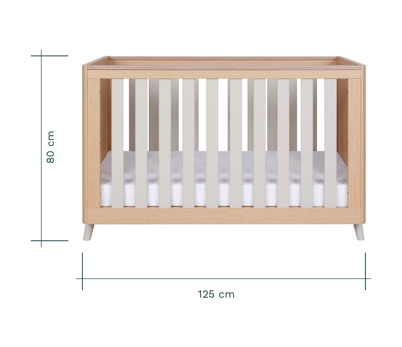 Tutti Bambini Fika Mini Cot Bed - Light Oak/White Sand