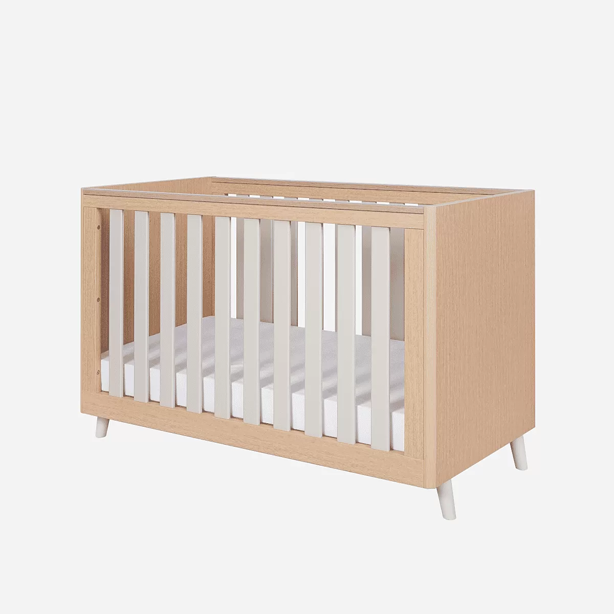 Tutti Bambini Fika Mini Cot Bed - Light Oak/White Sand