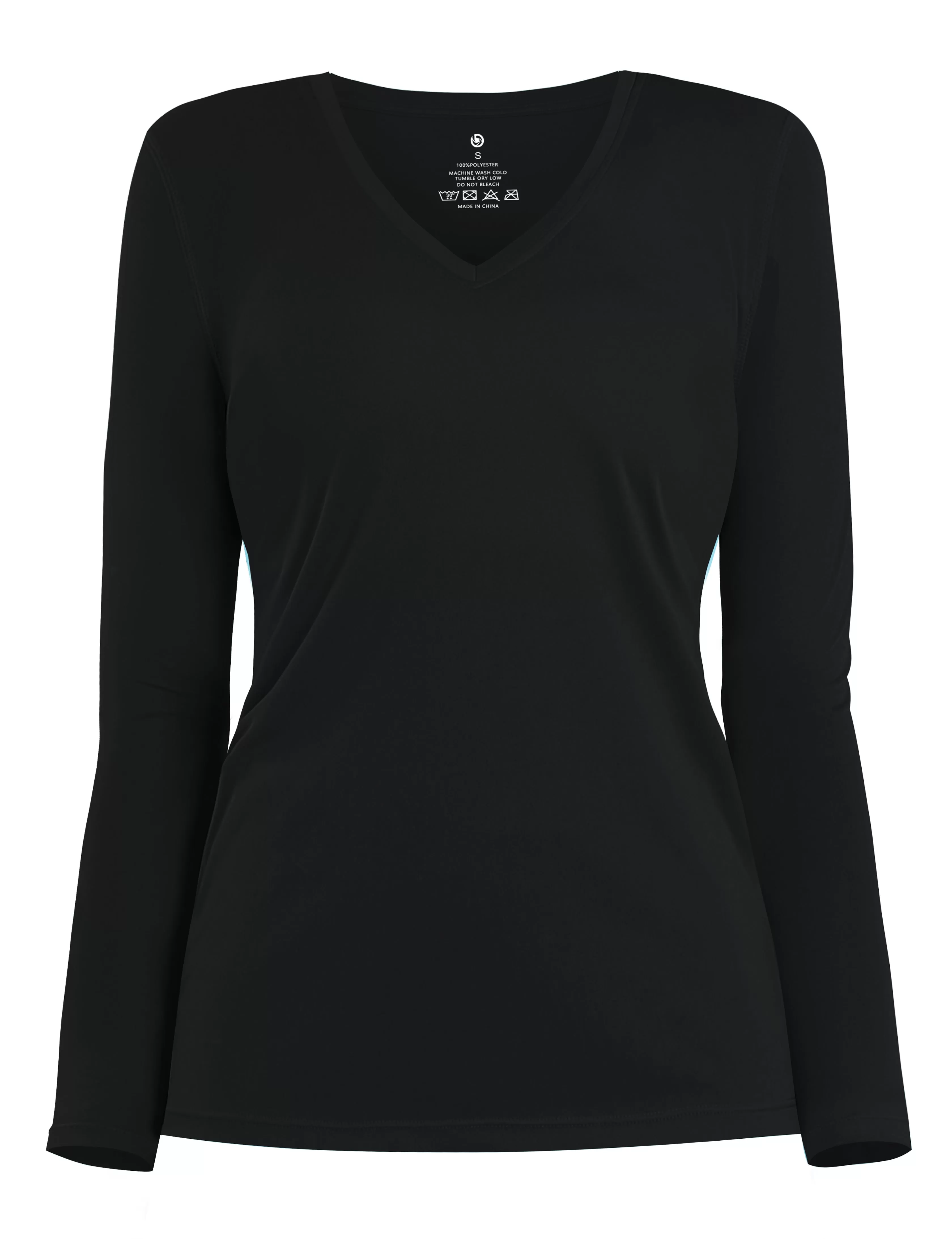 V Neck Long Sleeve Athletic Shirts black