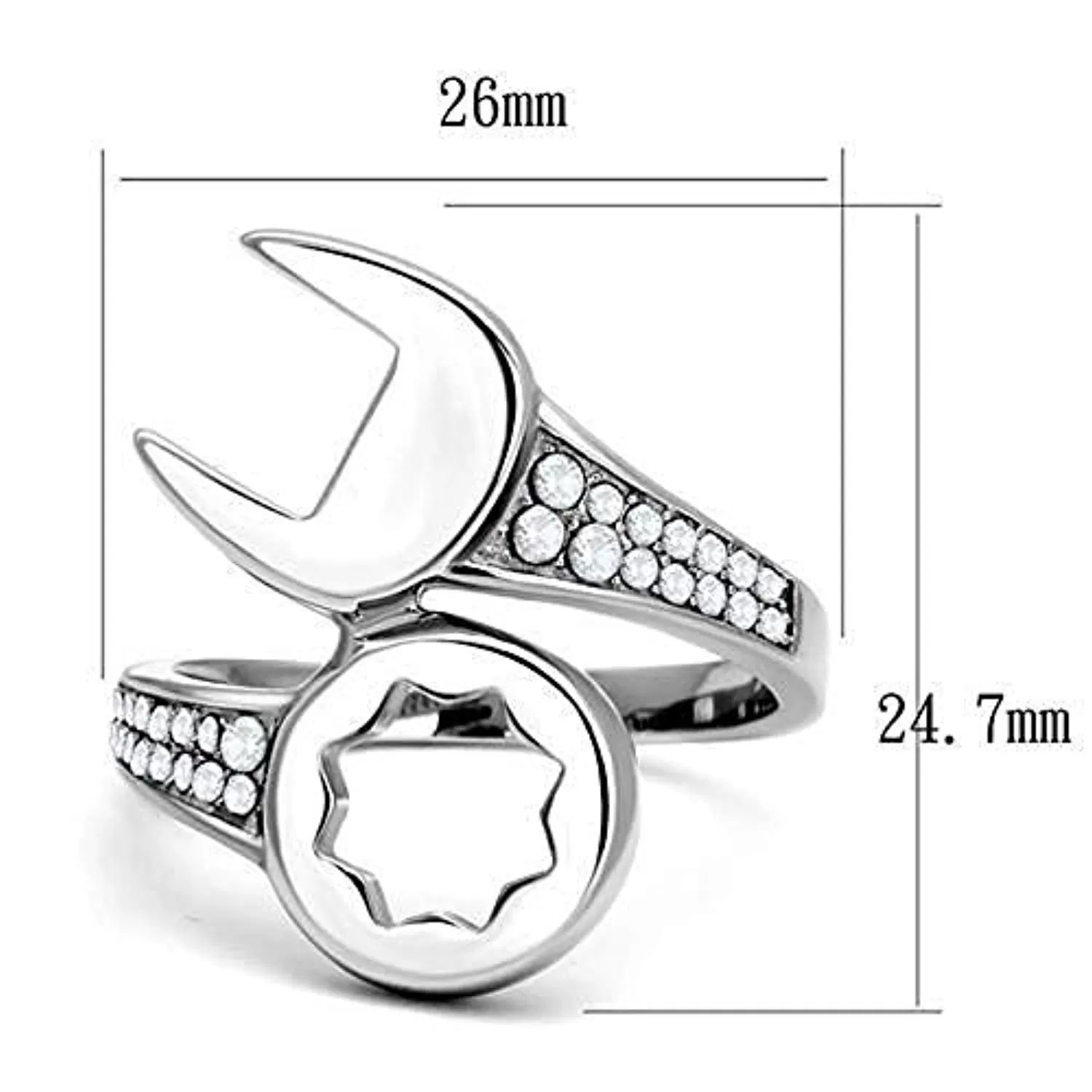 WildKlass Stainless Steel Ring High Polished Men AAA Grade CZ Clear