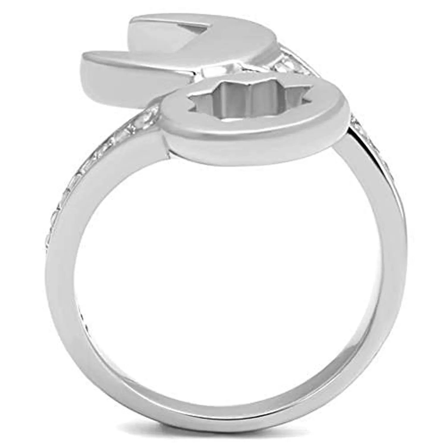 WildKlass Stainless Steel Ring High Polished Men AAA Grade CZ Clear