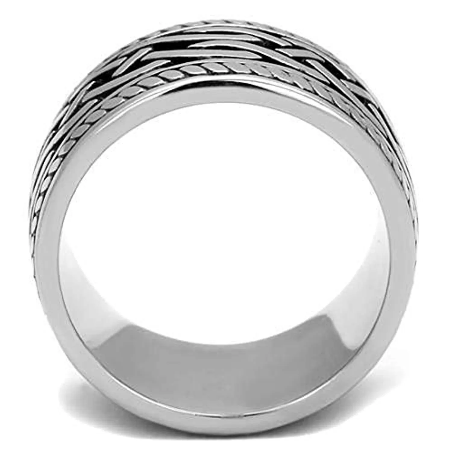 WildKlass Stainless Steel Ring High Polished Men Epoxy Jet