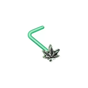 WILDKLASS Yes we Cannabis Pot Leaf L-Shape Nose Ring