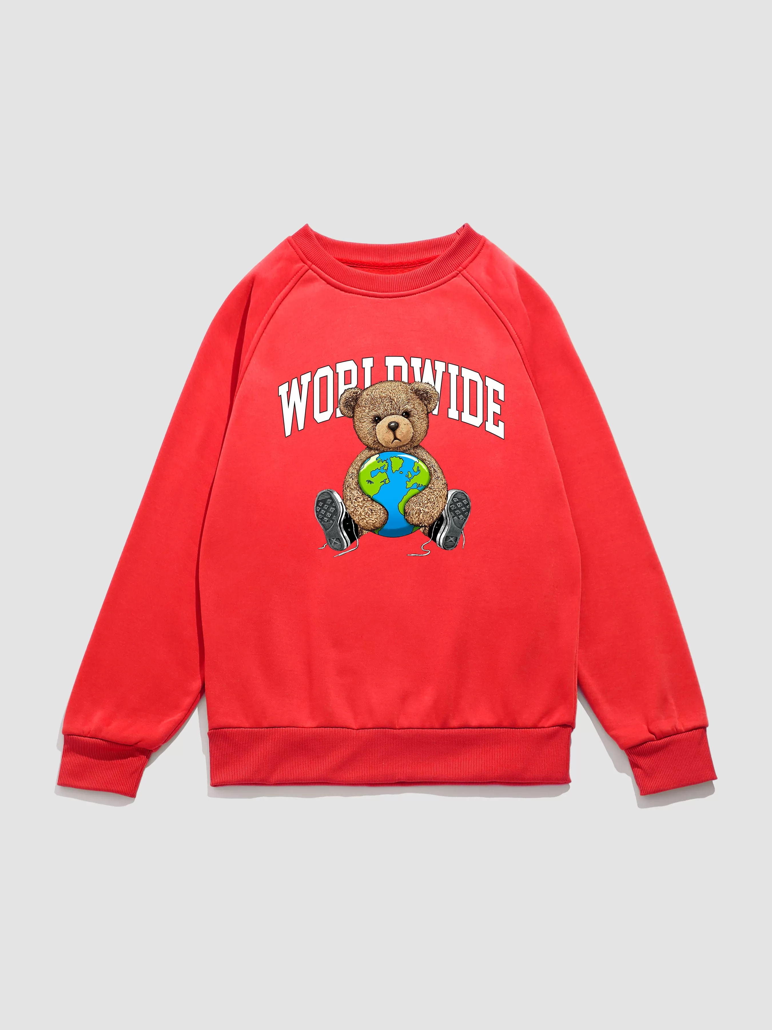 Worldwide Bear Print Raglan Sleeves Sweatshirt