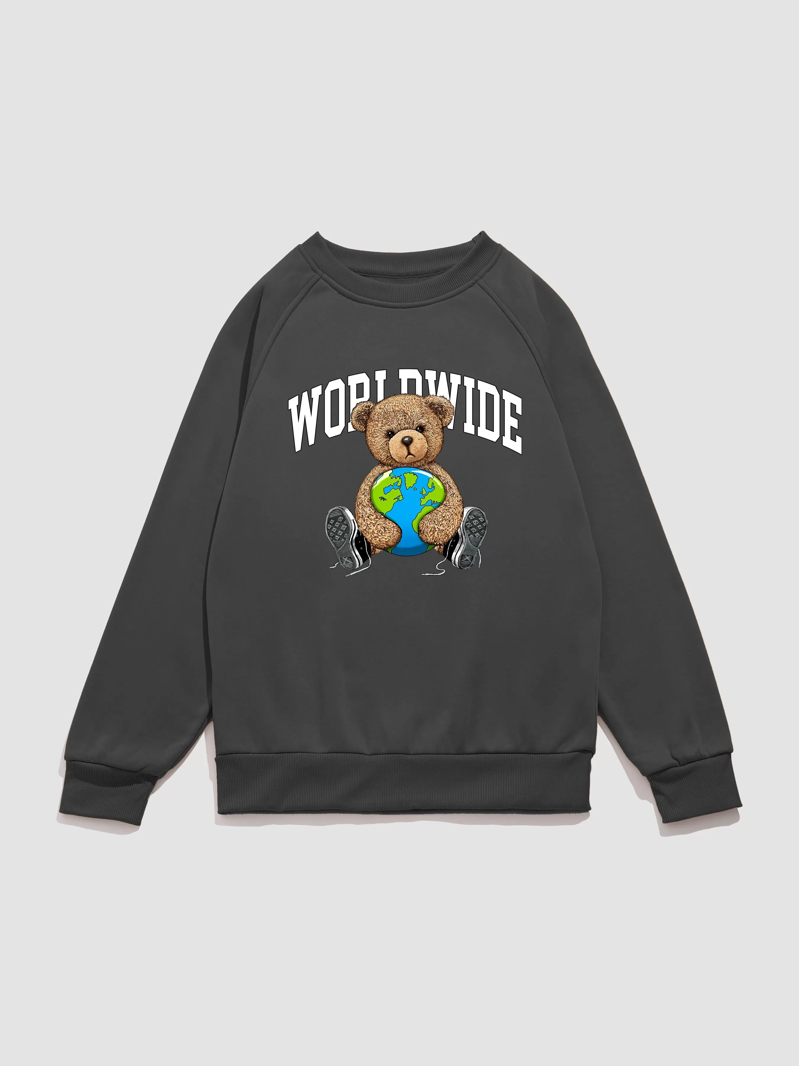 Worldwide Bear Print Raglan Sleeves Sweatshirt