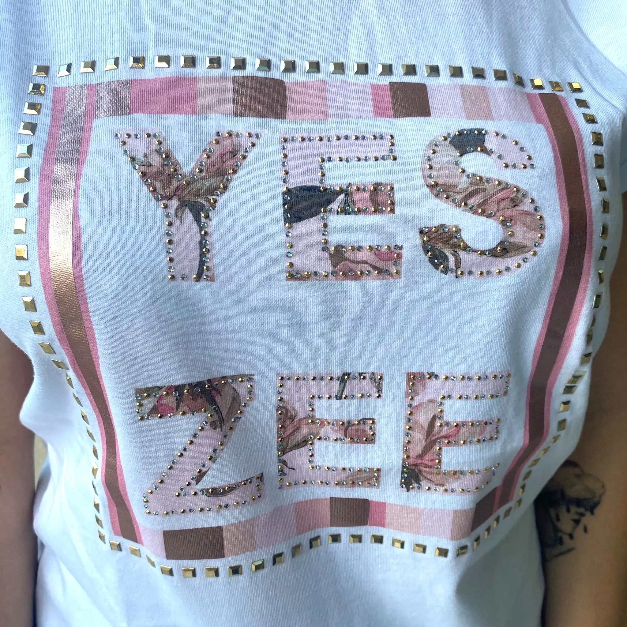 Yes Zee women's short sleeve t-shirt with print 1442 T239/LU02 0127 white