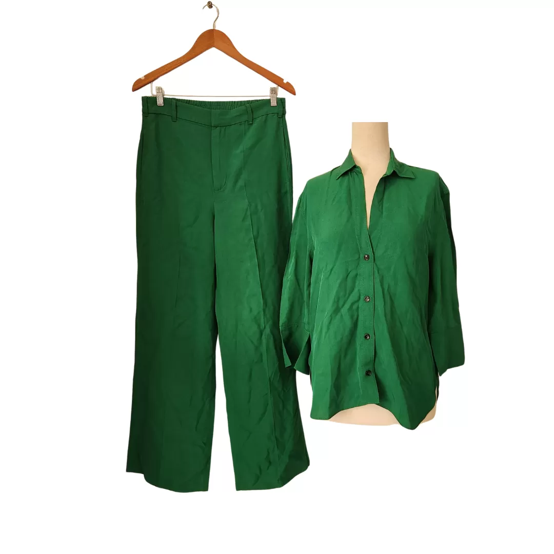 ZARA Green Collared Shirt Co-ord Set | Pre Loved |